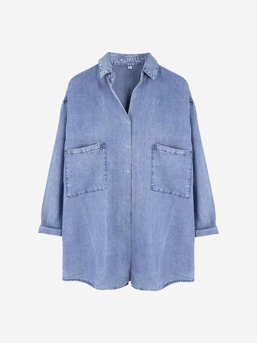 Women’s Soft Lyocell Denim 3/4-Sleeve Button-Up Shirt