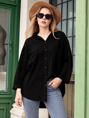 Women’s Soft Lyocell Denim 3/4-Sleeve Button-Up Shirt