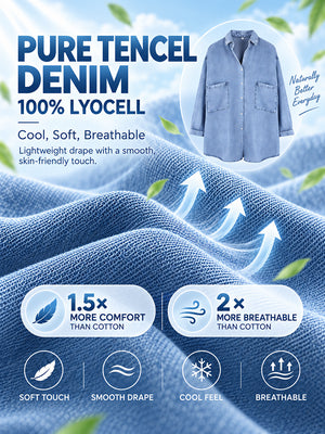 Women’s Soft Lyocell Denim 3/4-Sleeve Button-Up Shirt