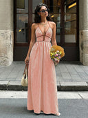 Women’s Striped Halter Neck Maxi Dress