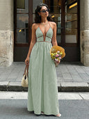 Women’s Striped Halter Neck Maxi Dress