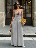 Women’s Striped Halter Neck Maxi Dress
