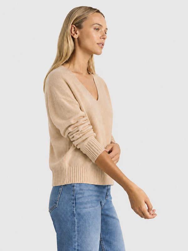 Women's Soft Cashmere V-Neck Knit Sweater