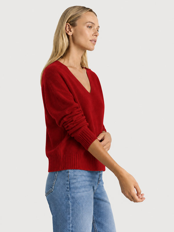Women's Soft Cashmere V-Neck Knit Sweater