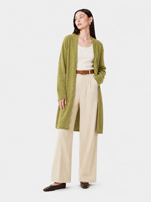 Women’s Cashmere Knit Cardigan – Long Sleeve Open-Front Mid-Length Sweater