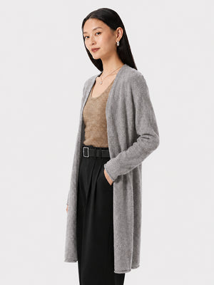 Women’s Cashmere Knit Cardigan – Long Sleeve Open-Front Mid-Length Sweater