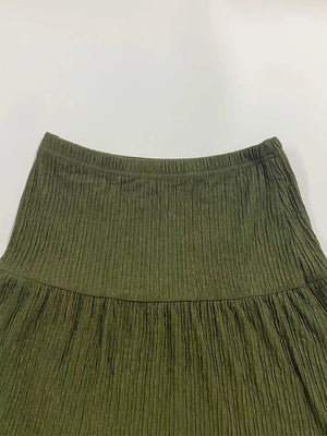 Women Sleeveless Pleated Maxi Skirt Set – 2 Piece Outfit