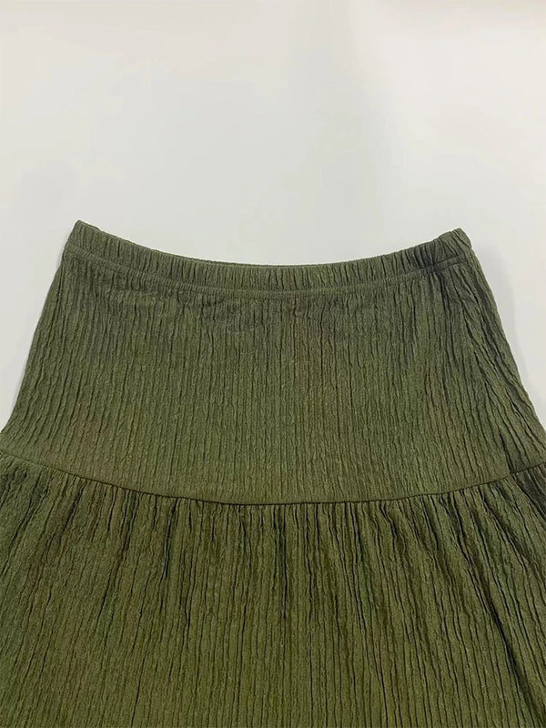 Women Sleeveless Pleated Maxi Skirt Set – 2 Piece Outfit