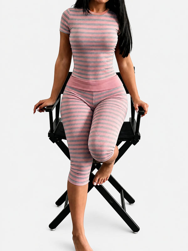 Women’s Chic & Versatile Striped Casual Two-Piece Set