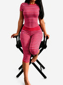 Women’s Chic & Versatile Striped Casual Two-Piece Set