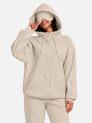 VIP Airplane Mode Travel Zip Hoodie Mega Silk Lined Hood Built In Eye Mask
