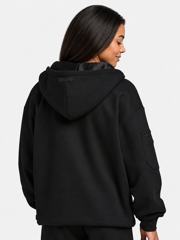 VIP Airplane Mode Travel Zip Hoodie Mega Silk Lined Hood Built In Eye Mask