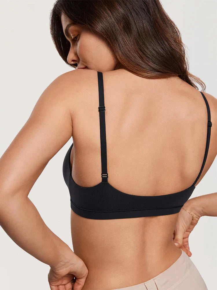 Womens Wireless Triangle Bralette Plunge Unlined Seamless Bras