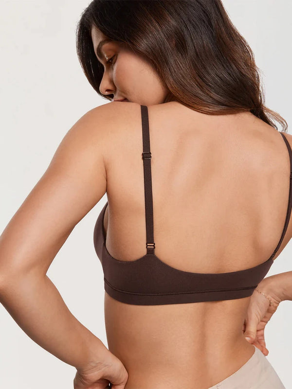 Womens Wireless Triangle Bralette Plunge Unlined Seamless Bras