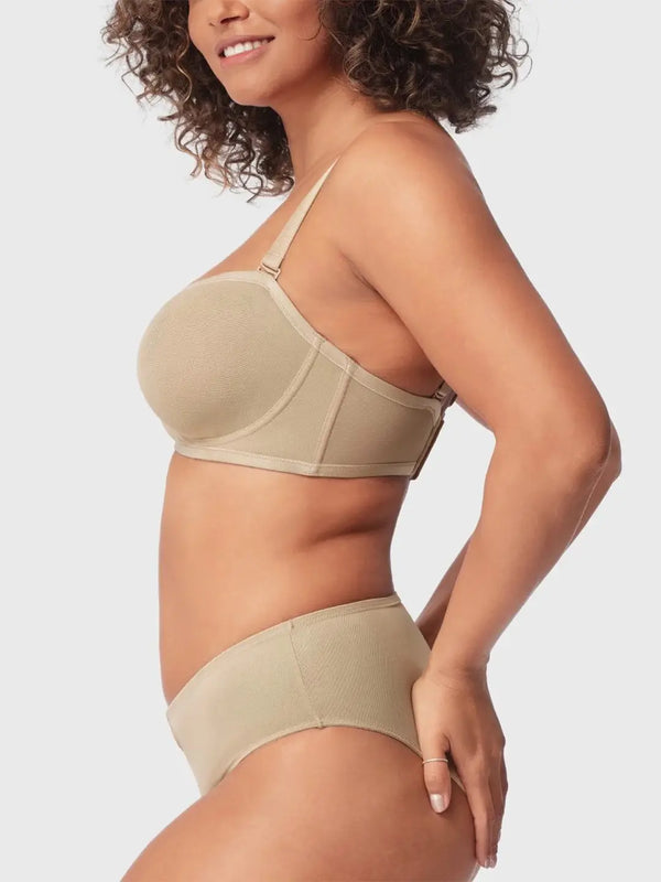 Sheer Mesh Unlined Underwire Strapless Balconette Bra