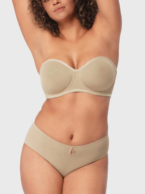 Sheer Mesh Unlined Underwire Strapless Balconette Bra