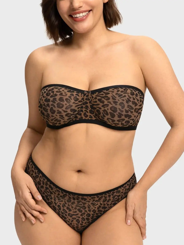 Sheer Mesh Unlined Underwire Strapless Balconette Bra