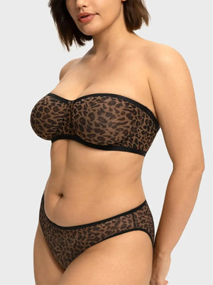 Sheer Mesh Unlined Underwire Strapless Balconette Bra