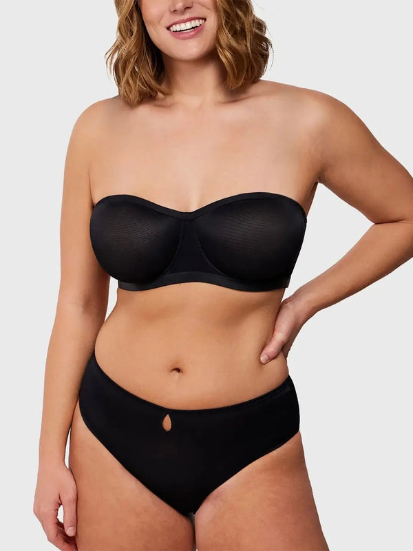 Sheer Mesh Unlined Underwire Strapless Balconette Bra