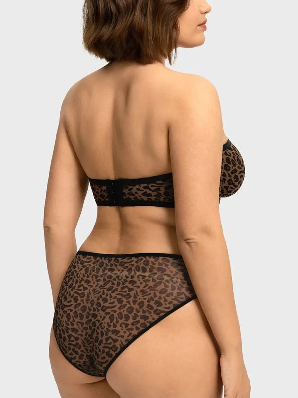 Sheer Mesh Unlined Underwire Strapless Balconette Bra