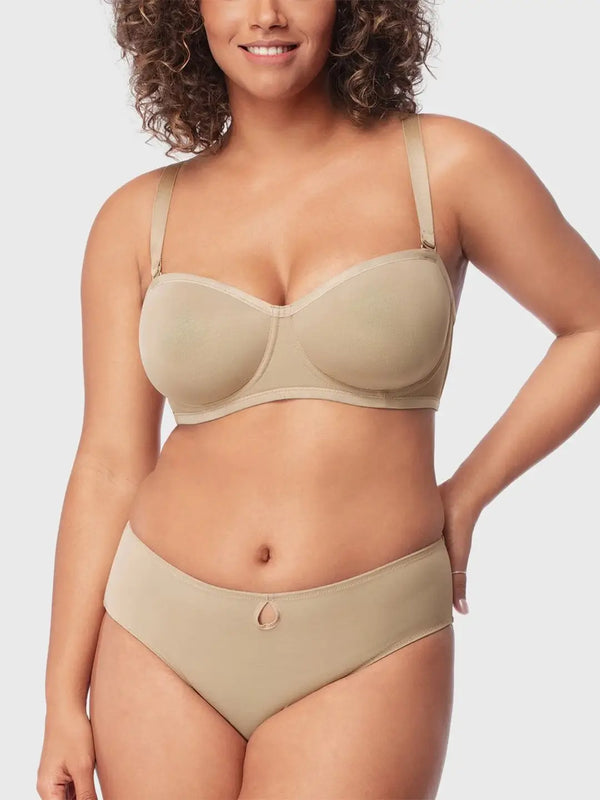 Sheer Mesh Unlined Underwire Strapless Balconette Bra