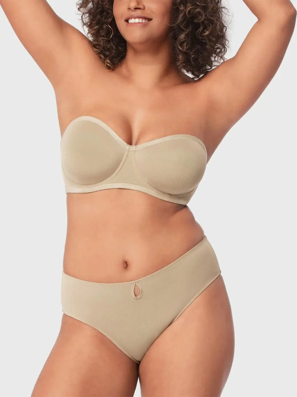 Sheer Mesh Unlined Underwire Strapless Balconette Bra