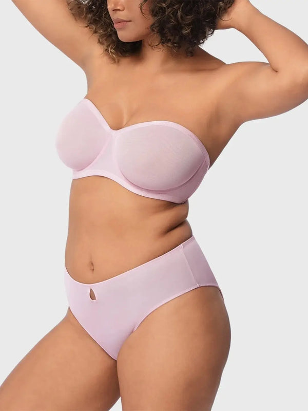 Sheer Mesh Unlined Underwire Strapless Balconette Bra