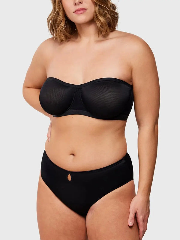 Sheer Mesh Unlined Underwire Strapless Balconette Bra