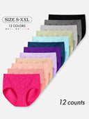 Women’s Seamless Cotton Briefs Multi-Pack – Breathable Mid-Waist Cheeky Panties, Soft Minimalist Everyday Underwear (4–12Pack Options)