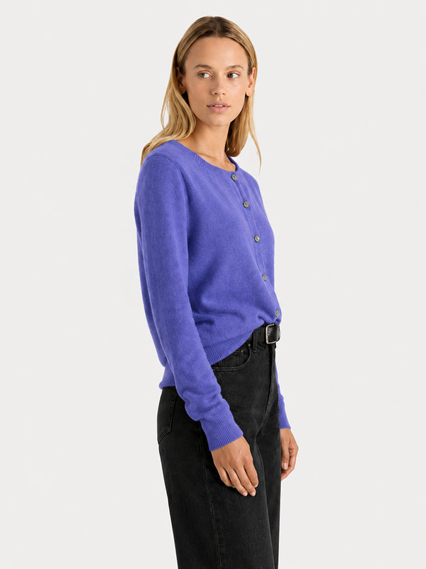 Women’s Classic Wool Cardigan – Soft Crew Neck Long Sleeve Knit Sweater