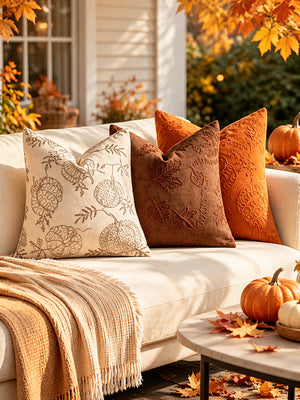 Autumn Pumpkin & Maple Leaf Pillow Covers – Festive Thanksgiving Sofa Decorations