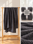 Thick Solid Color Flannel Waffle Coral Fleece Sofa Blanket