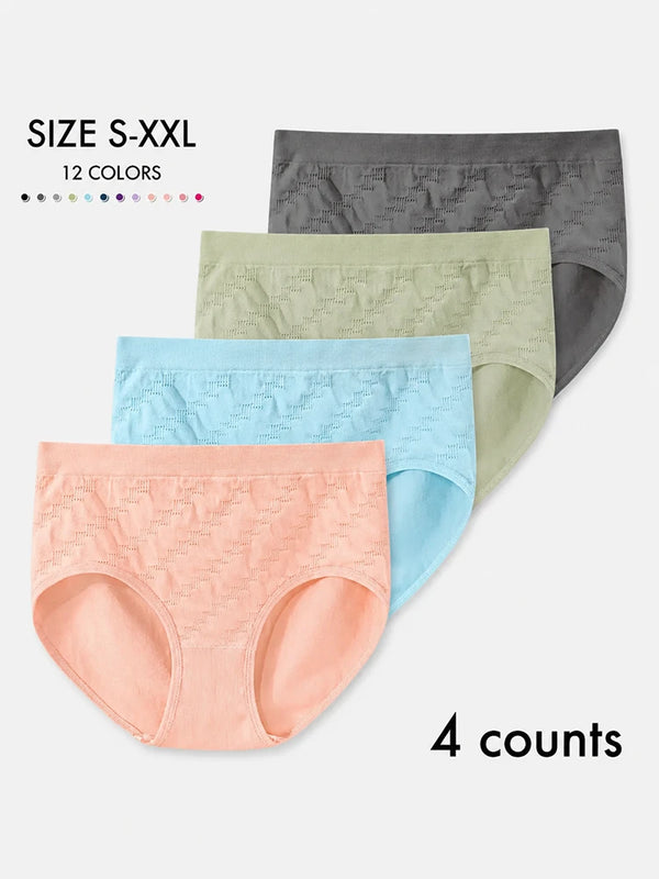 Women’s Seamless Cotton Briefs Multi-Pack – Breathable Mid-Waist Cheeky Panties, Soft Minimalist Everyday Underwear (4–12Pack Options)