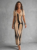 Elegant Printed Bodycon Midi Dress