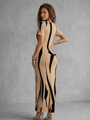 Elegant Printed Bodycon Midi Dress