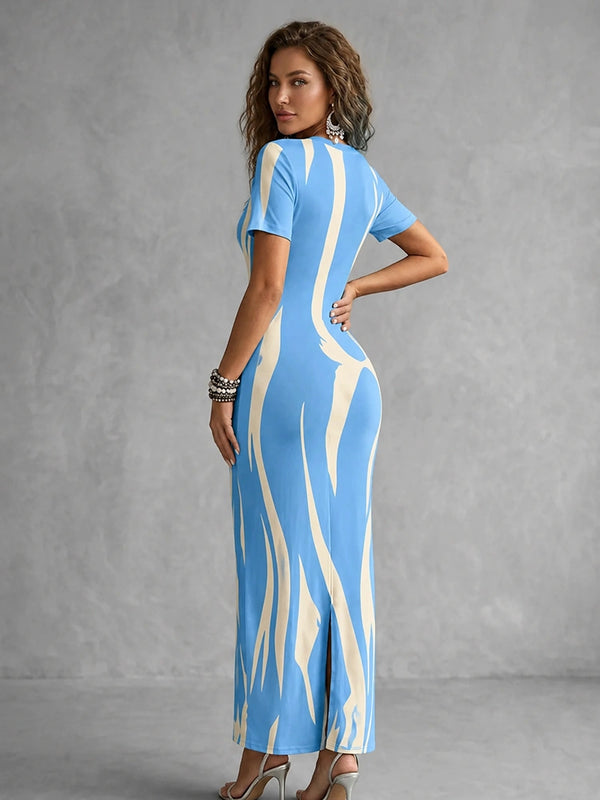 Elegant Printed Bodycon Midi Dress