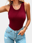 2-in-1 Ribbed Racerback Tank Top with Built-In Bra Support