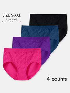 Women’s Seamless Cotton Briefs Multi-Pack – Breathable Mid-Waist Cheeky Panties, Soft Minimalist Everyday Underwear (4–12Pack Options)