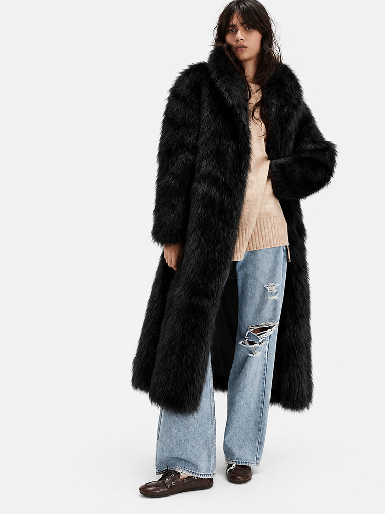Oversized Waterfall Faux Fur Coat