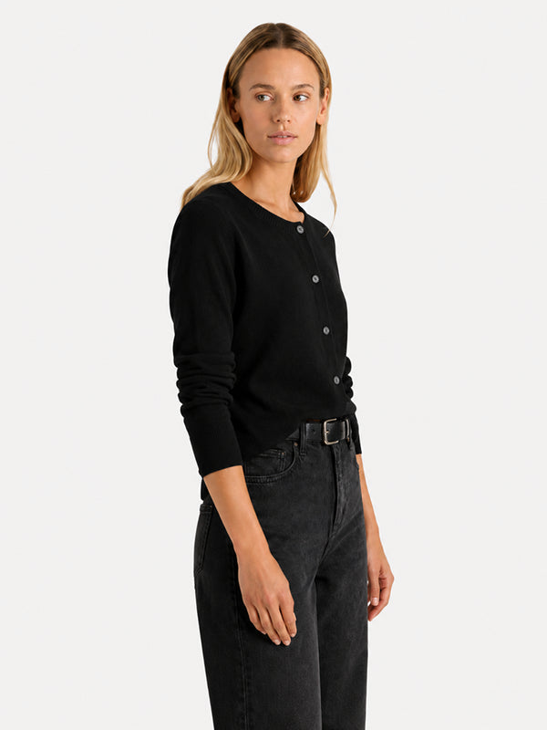 Women’s Classic Wool Cardigan – Soft Crew Neck Long Sleeve Knit Sweater