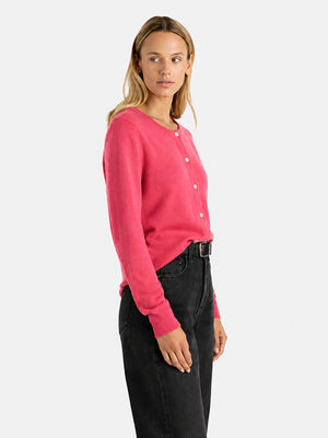 Women’s Classic Wool Cardigan – Soft Crew Neck Long Sleeve Knit Sweater