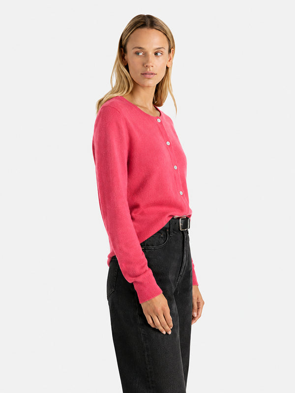 Women’s Classic Wool Cardigan – Soft Crew Neck Long Sleeve Knit Sweater