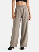 Women’s 100% Wool Wide-Leg Pants – Thick Ribbed Casual Trousers for Fall & Winter
