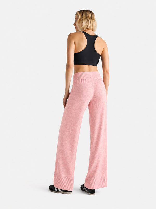Women’s 100% Wool Wide-Leg Pants – Thick Ribbed Casual Trousers for Fall & Winter