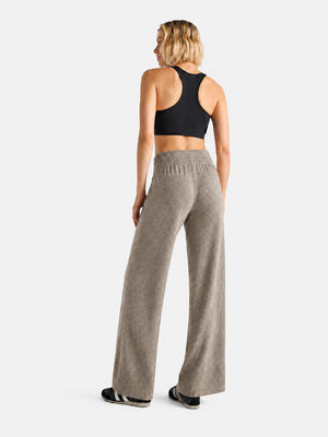 Women’s 100% Wool Wide-Leg Pants – Thick Ribbed Casual Trousers for Fall & Winter