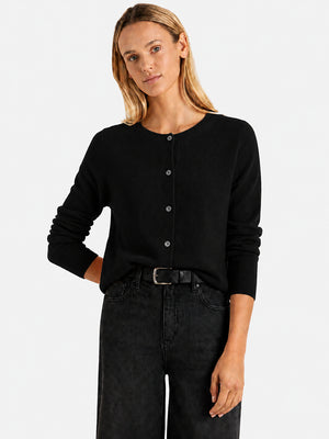 Women’s Classic Wool Cardigan – Soft Crew Neck Long Sleeve Knit Sweater