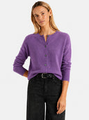 Women’s Classic Wool Cardigan – Soft Crew Neck Long Sleeve Knit Sweater