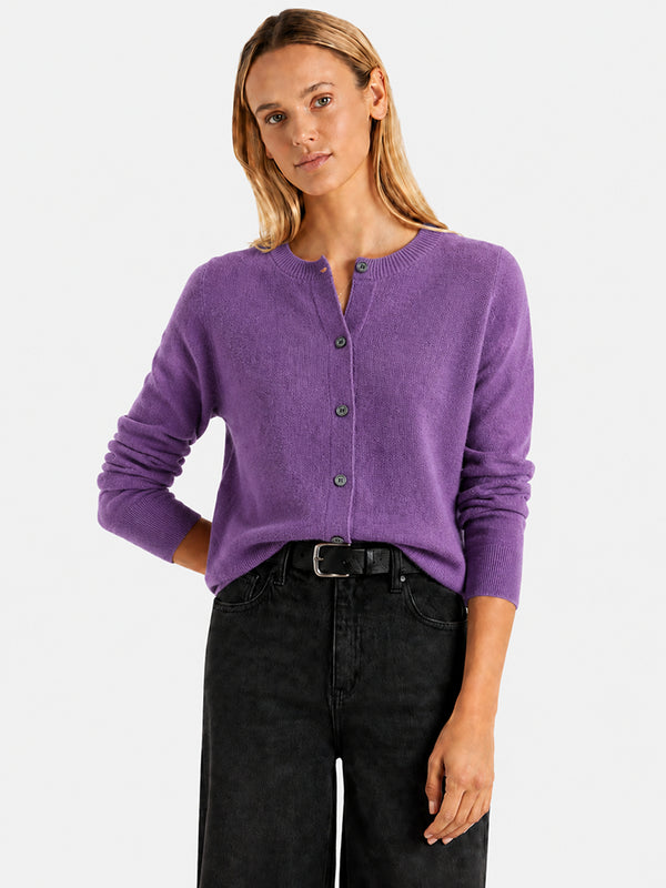 Women’s Classic Wool Cardigan – Soft Crew Neck Long Sleeve Knit Sweater