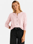 Women’s Classic Wool Cardigan – Soft Crew Neck Long Sleeve Knit Sweater