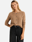 Women’s Classic Wool Cardigan – Soft Crew Neck Long Sleeve Knit Sweater